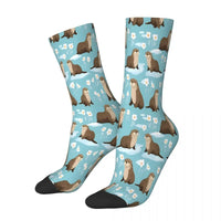 Chaussette Bleue à fleurs petite loutre