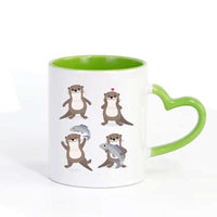 Mug émoji loutre cœur vert - monbandeaucheveux.com Mug émoji loutre cœur vert