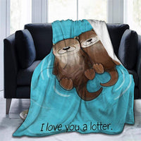 Plaid polaire bleu loutre - Petite Loutre