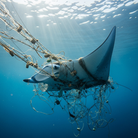 La Raie manta s'enchevêtre dans les filets fantômes dériv... - https://petite-loutre.com/