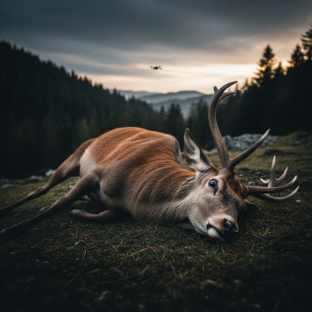 Le Cerf élaphe meurt de stress avec les survols de drones