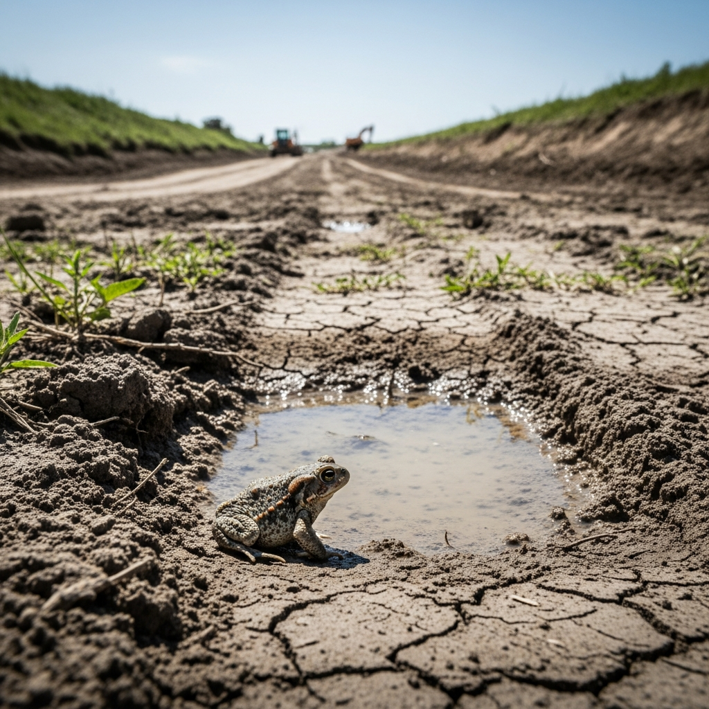 Le Crapaud calamite perd ses flaques quand vous nivelez les ornières