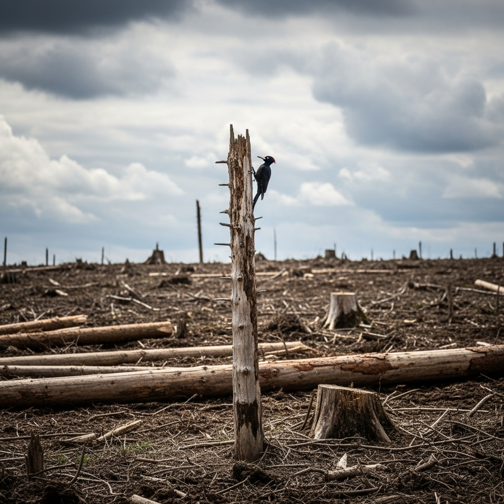 Le Pic noir disparaît quand vous éliminez les arbres morts