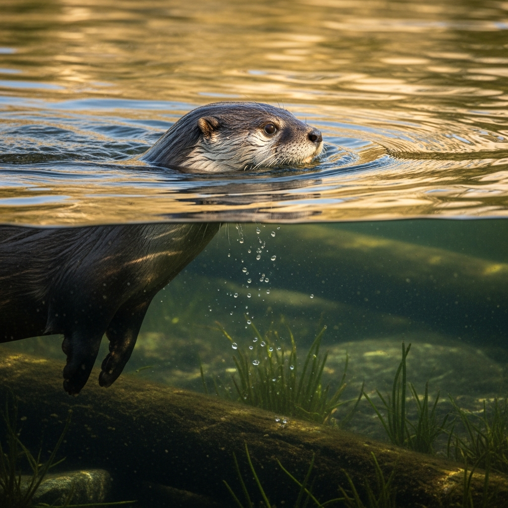 Loutre : sa vision sous l'eau et son ouïe d'élite.