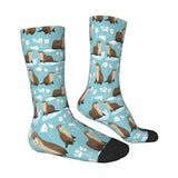 Chaussette Bleue à fleurs petite loutre
