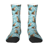 Chaussette Bleue à fleurs petite loutre