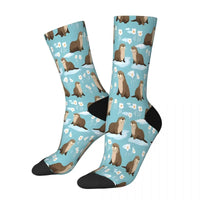 Chaussette Bleue à fleurs petite loutre