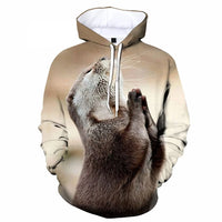 Sweat à capuche loutre beige