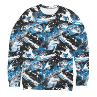 Pull à manches longues petite loutre bleu