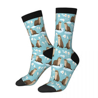 Chaussette Bleue à fleurs petite loutre