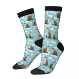 Chaussette Bleue à fleurs petite loutre