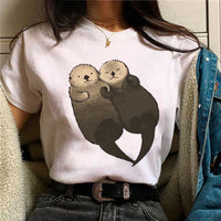 T-Shirt Couple Loutre Femme