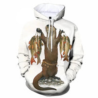 Sweat à capuche blanc loutre pêcheur