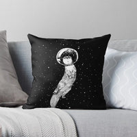 Housse de coussin petite loutre dans l'espace