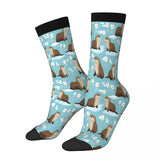 Chaussette Bleue à fleurs petite loutre