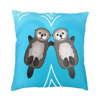 Housse de coussin petite loutre frère et soeur