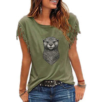 T-shirt loutre tribal mystique vert