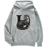 Sweat à capuche Loutre alphabet a personnalisée