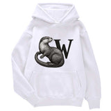 Sweat à capuche Loutre alphabet a personnalisée