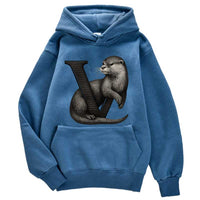 Sweat à capuche Loutre alphabet a personnalisée