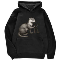 Sweat à capuche Loutre alphabet a personnalisée