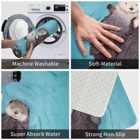 Tapis antidérapant petites loutres dans l'eau