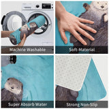 Tapis antidérapant petites loutres dans l'eau