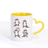 Mug émoji loutre cœur vert - Petite Loutre