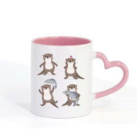 Mug émoji loutre cœur vert - Petite Loutre