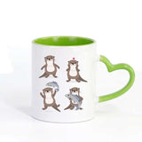 Mug émoji loutre cœur vert - Petite Loutre