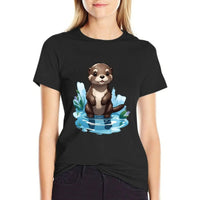 T-Shirt Loutre Rose Femme - Petite Loutre