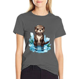 T-Shirt Loutre Rose Femme - Petite Loutre