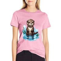 T-Shirt Loutre Rose Femme