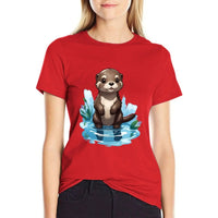 T-Shirt Loutre Rose Femme - Petite Loutre