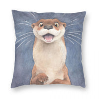 Housse de Coussin Loutre Art Style Pastel