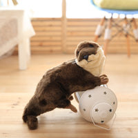 Peluche marron loutre enfant 40 cm - Petite Loutre