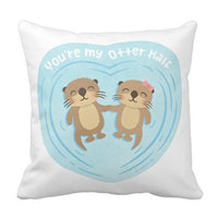 Housse coussin loutre saint-valentin